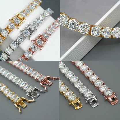 3mm 4mm 5mm Moissanite Tennis Bracelet for Women Men 925 Silver Plated 18k Gold Pass Diamond Tester Link Bracelets Bangle