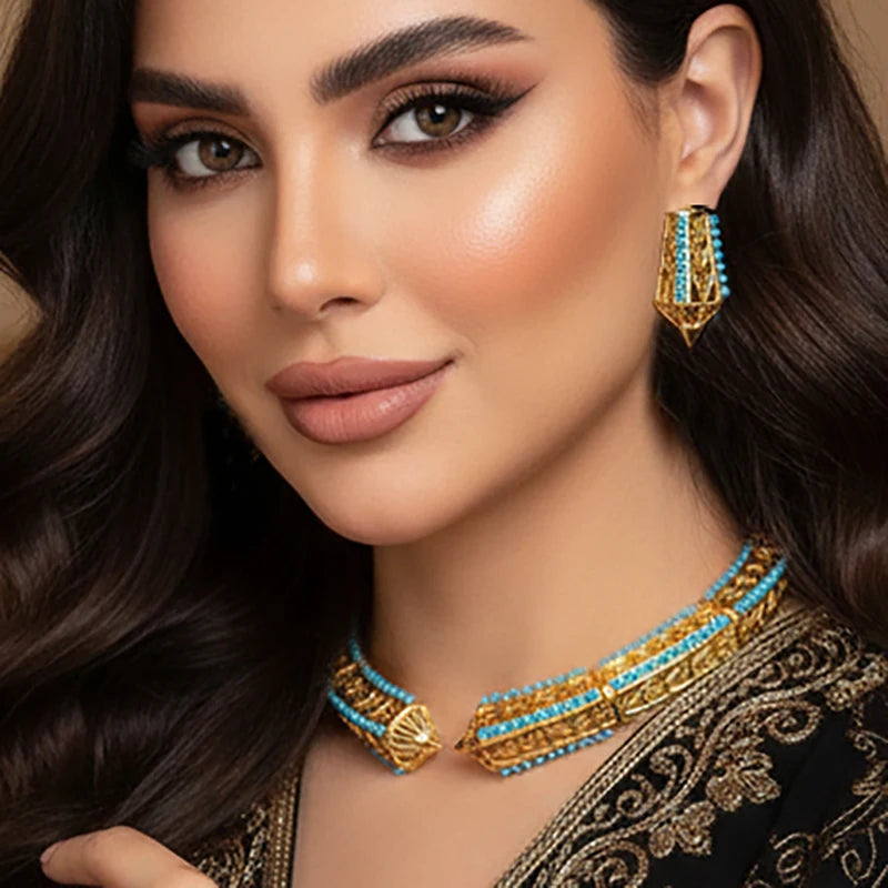 Conjuntos de joias indianas de luxo 4 peças de moda moderna para mulheres, festa de casamento, joias de noiva indianas de Dubai