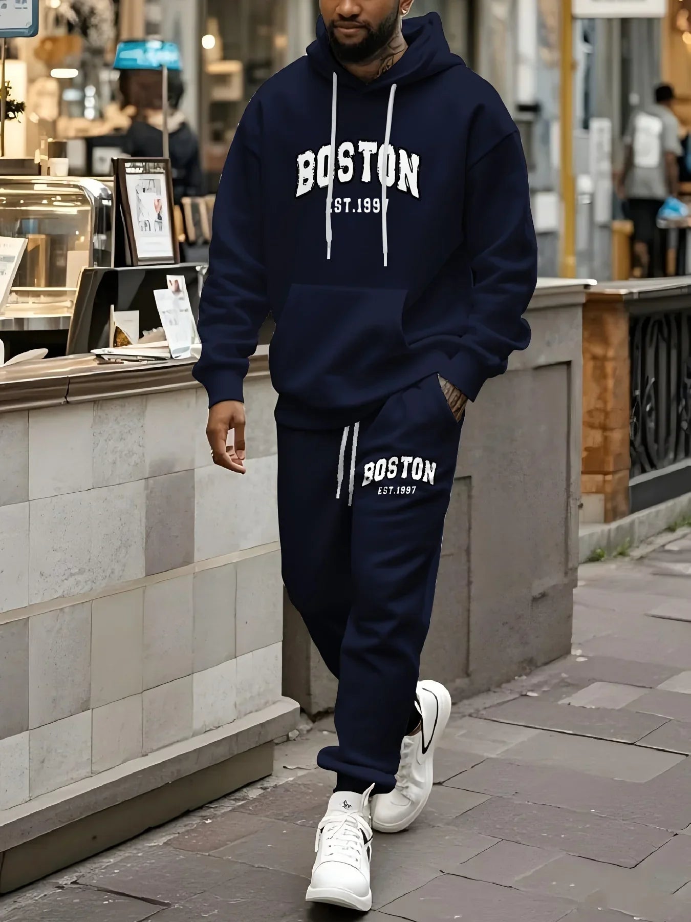 2026 Men's Printed Cotton Hoodie Pants Set Autumn/Winter Men's and Women's Set Fashion Casual Hip Hop High Quality Hoodie Suit