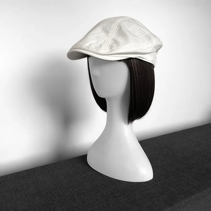 Spring Summer Linen Newsboy Cap New White Breathable Beret Men's Women's Literary Retro Hat England Hats Male Hats 55