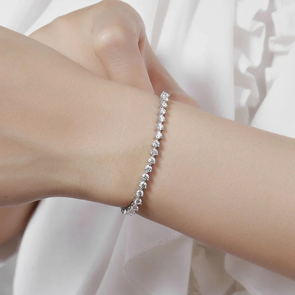 3/4/5MM Full Moissanite Bracelet For Women S925 Sterling Silver D VVS1 Lab Diamond Eternity Bracelet Party Jewelry Gift