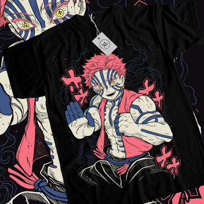 Akaza Kimetsu no Yaiba T-Shirt Demon Slayer Tanjiro Unisex Black Tshirt All Size