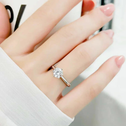 Ring For Women 925 Sterling Silver with White Gold Plated Lab Diamond Engagement Wedding Band Jewelry