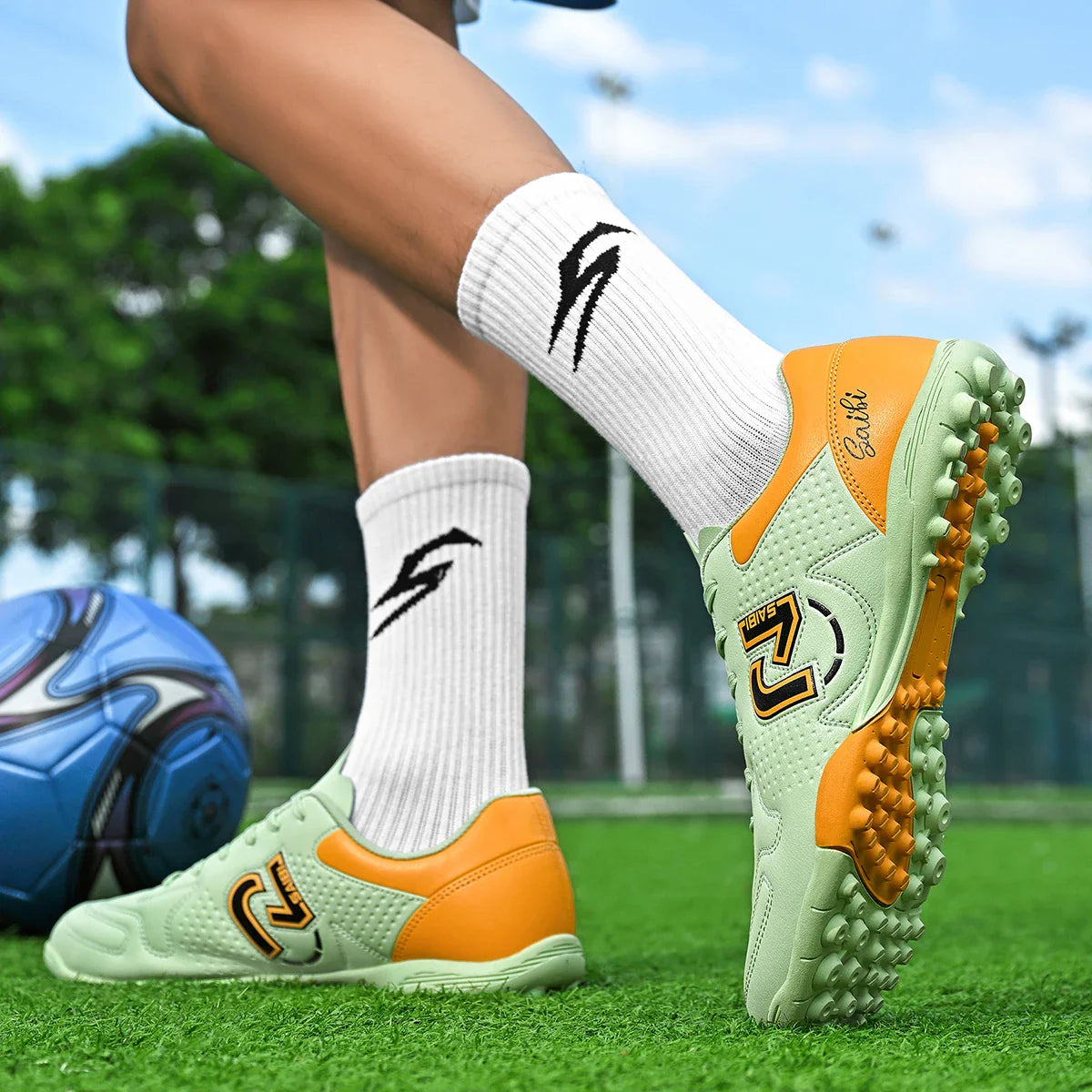 TF Turf Soccer Cleats for Kids Youth Men Women Breathable Non-Slip Training Shoes with PU Fabric Rubber Sole