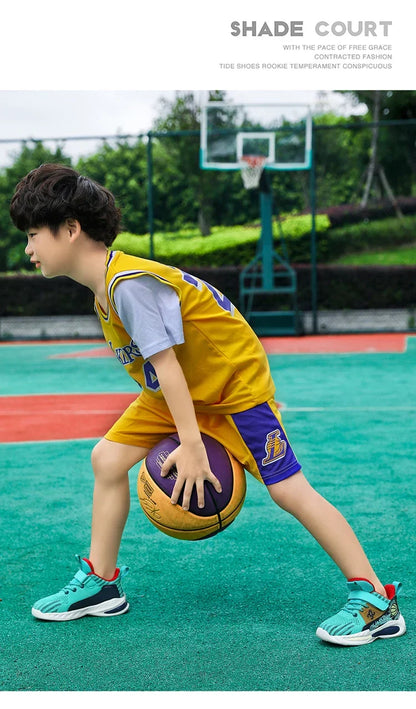Brand Kids' Sports Shoes Non-slip Running Shoes Boys Basketball Sports Tennis Shoes Fashion Comfortable Teenager Casual Sneakers