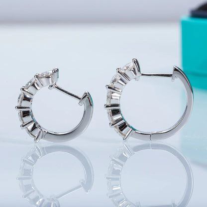 4mm 3cttw D Color Moissanite Huggie Hoop Earrings 925 Sterling Silver Luxury Huggie Earring For Women