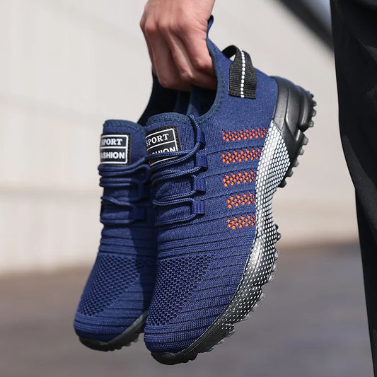 Tênis Casuais Masculinos Malha Leve Respirável Sola Macia Sapatos de Corrida Slip-on Masculinos Flats Sapatilhas