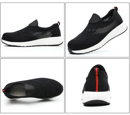 Summer Mesh Light Work Sneakers Steel Toe Protective Work Safety Shoes Men Women Breathable Construction Shoes Work Boots Men