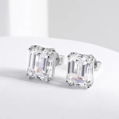 8cttw Emerald Cut D Color Real Moissanite Stud Earrings For Women 100% 925 Sterling Silver Gift Fine Jewelry