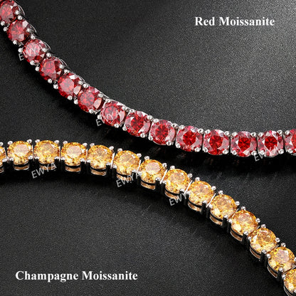 Luxury 3/4/5MM Full Blue Green Moissanite Tennis Bracelet for Men Women S925 Red Pass Diamond Test Bracelets Wholesale Gift