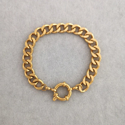 Spring Sailor Clasp Necklace Women Men Choker Stainless Steel Geometric Paperclip Link Chain Rolo PVD Gold Color Wholesale