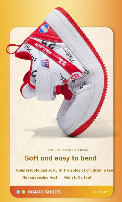 Cute girls and boys basketball shoes school activities children's casual shoes low-cut shoes autumn and winter new leather shoes