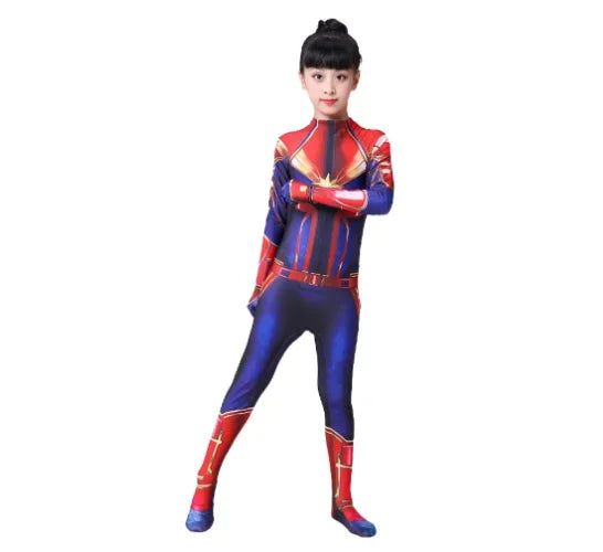 Movie Captain  Cosplay Costume Women Superhero Cos Stage Jumpsuit Halloween Carnival Role Play Party Zentai  Kids