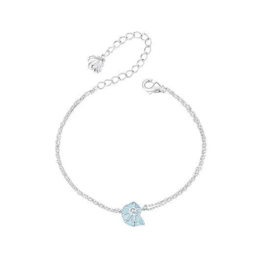 925 Sterling Silver Blue Seashell Link Chain Bracelets for Women Ocean Series Jewelry Gift BSB176