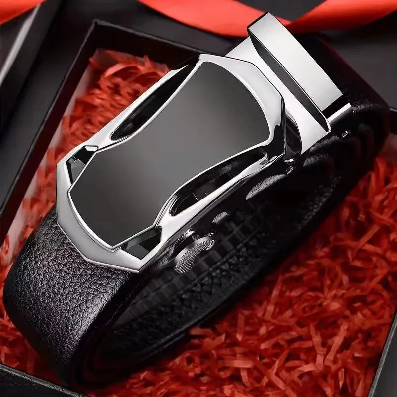 Men's Famous Brand Belt High Quality Leather Luxury Belt Metal Automatic Buckle Belt Business Leisure Trend Belt，For Ideal Gifts