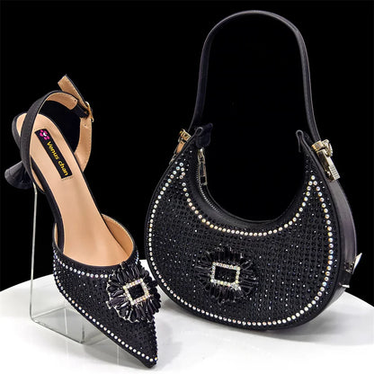 Women's Party Heels and Matching Handbag Set - Perfect for African Weddings and Special Occasions