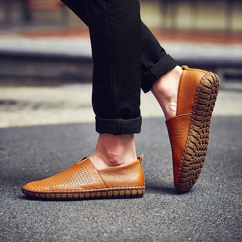 Fashion Men's Driving Shoes Handmade Leather Men Loafers Soft Breathable Men's Casual Shoes