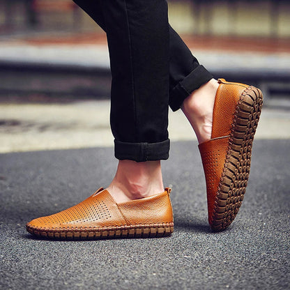 Fashion Men's Driving Shoes Handmade Leather Men Loafers Soft Breathable Men's Casual Shoes