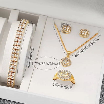 6PCS/Set Luxury Full Diamond Women Watches Fashion Ladies Quartz Wristwatch Jewelry Set Reloj Mujer（Without Box）