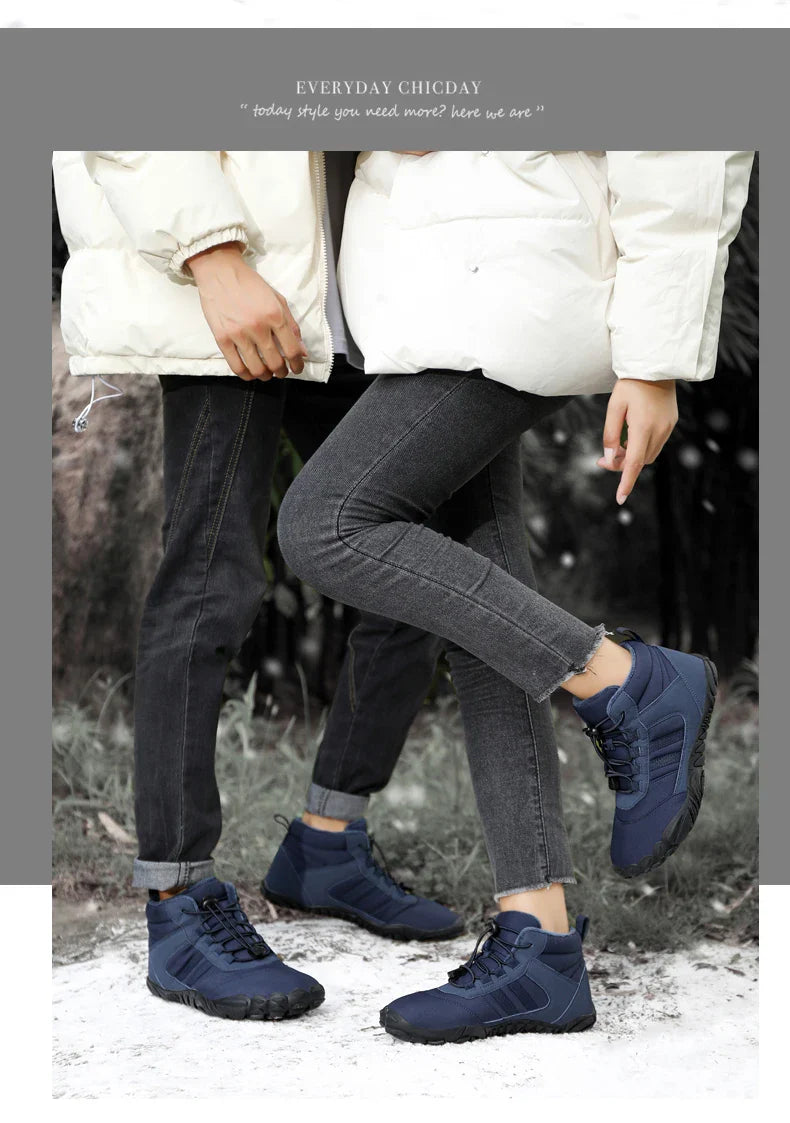 Womens Mens Waterproof Winter Barefoot Shoes Snow Boots Cotton Warm Fur Lined Unisex Walking Hiking Outdoor Shoes