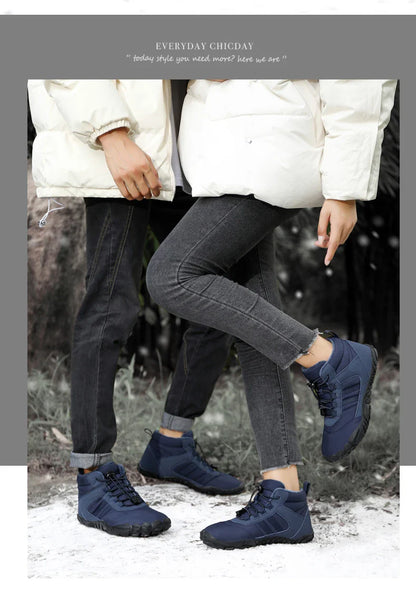 Womens Mens Waterproof Winter Barefoot Shoes Snow Boots Cotton Warm Fur Lined Unisex Walking Hiking Outdoor Shoes