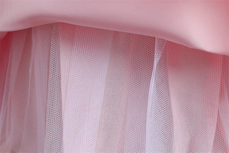 Vestido de Festa Infantil Rosa, Modelo Princesa com Saia Rodada em Tule, para Meninas de 3 a 12 Anos – Ideal para Aniversário, Natal e Cerimônias.