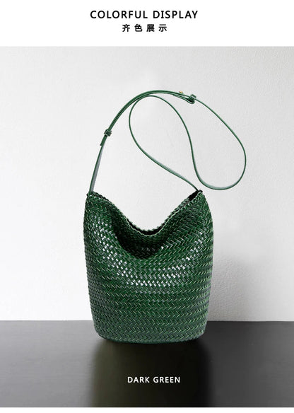 luxury woman handbagNew high end Hand-woven genuine leather women's bag large capacity shoulder tote bag underarm bag bucket bag