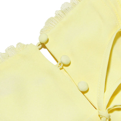 Summer Lovely A Line Dress Yellow Sexy Party Dresses Hollow Out Lace Up Elegant Holiday Dress Women
