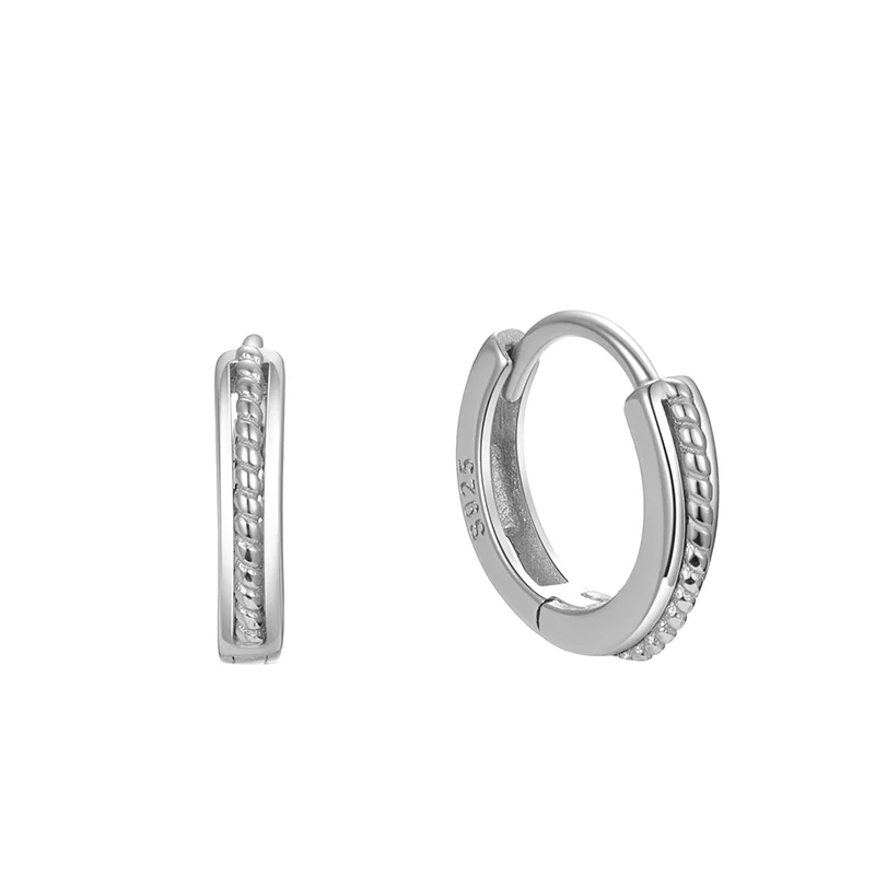 925 Sterling Silver Simple Statement Gold Twist Huggies Ear Loops for Women Fashion Elegant Girl Hoop Earrings Jewelry
