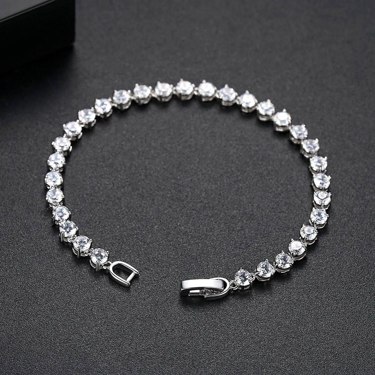 Silver Color 3 Prong Round Cubic Zirconia Necklace Earring Bridal Jewelry Set Simple Design Bride Wedding Accessories