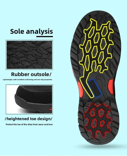 Summer Black Safety Shoes with Steel Toe Lightweight Mesh Ventilation  Puncture-proof Durable Impact-resistant Cool Comfortable