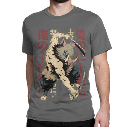 Inosuke Demon Slayers Men Women T Shirt Japanese Anime Nezuko Casual Tees Short Sleeve O Neck T-Shirts Pure Cotton 6XL Clothes