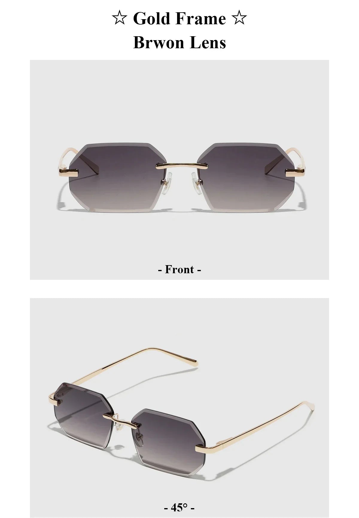 Sunglasses Men Brand Designer Fashion Rimless Sun Glasses Shades Diamond Cut Lens Ladies Frameless Metal Eye glasses