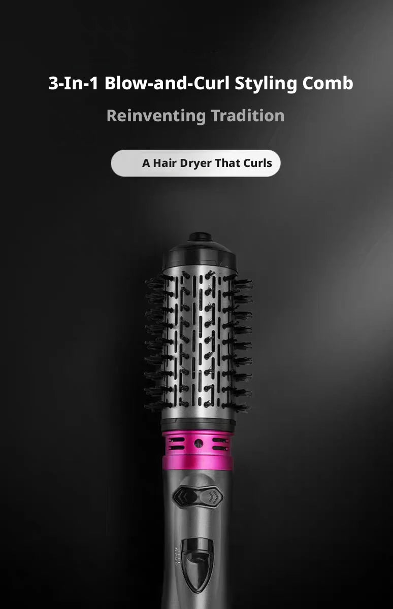 Electric Hot Air Brush 2-in-1 Curling Comb Constant Temperature Hair Dryer Wave & Straightening Tool