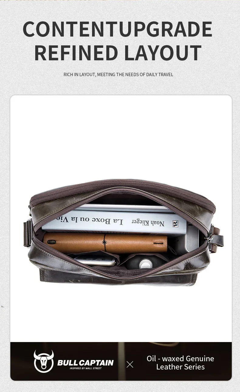 Genuine Leather Men's Crossbody Bag Large Capacity Casual Multifunctional Handbag A Fashion Business Briefcase