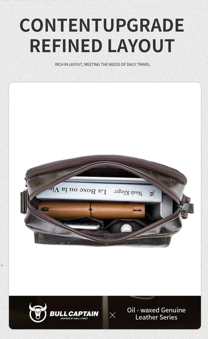 Genuine Leather Men's Crossbody Bag Large Capacity Casual Multifunctional Handbag A Fashion Business Briefcase