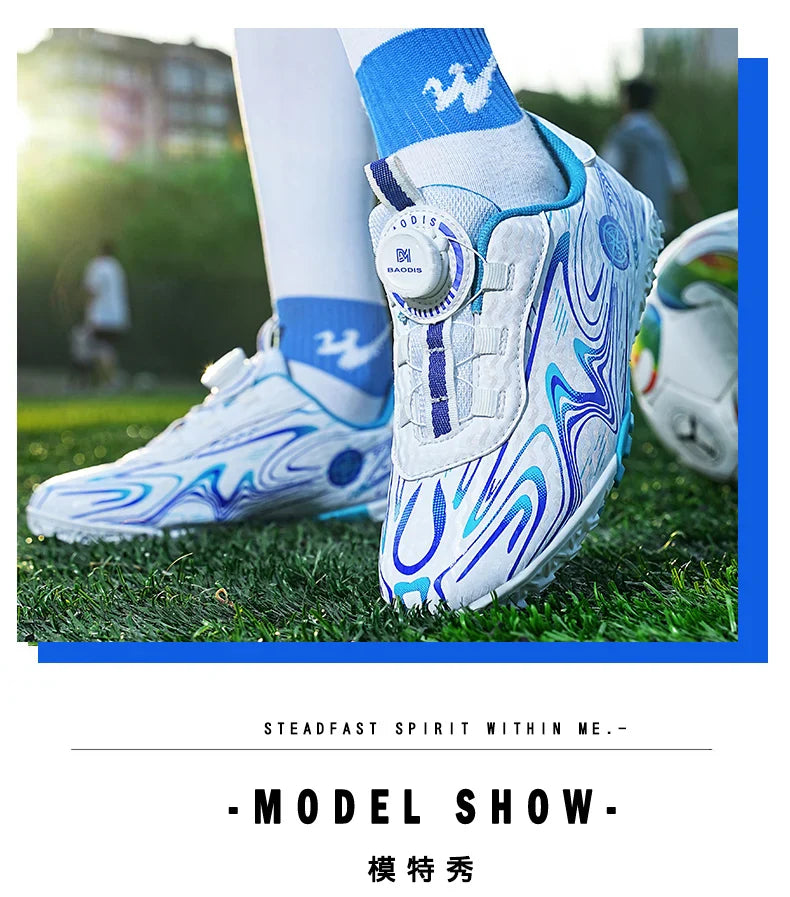 Kids Soccer Cleats Boys Girls Professional Football Shoes FG/TF Grass Training Non-Slip Athletic Sneakers Breathable Comfortable