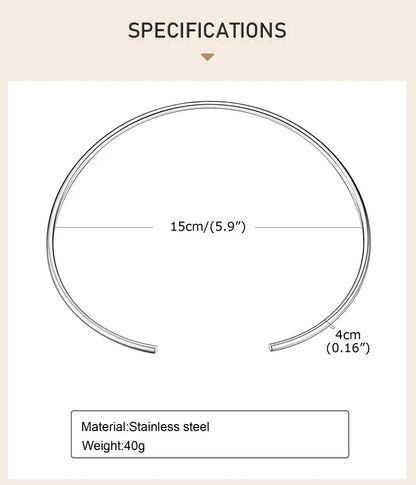 Choker Neck Cuff for Women, Open Collar Choker Torques Necklace Adjustable ,Simple Stainless Steel Jewelry