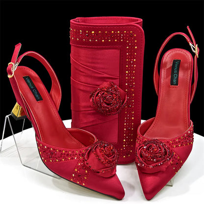 Green Women Shoes And Bag Set African Ladies High Heels Evening Pumps Match With Handbag Clutch Sandals Femmes Sandales CR955