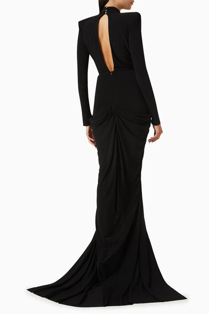 2025 New Spring Women Long Sleeve Deep V-Neck Bodycon Long Dress Elegant Evening Party Celebrate Cocktail Outfit Vestido