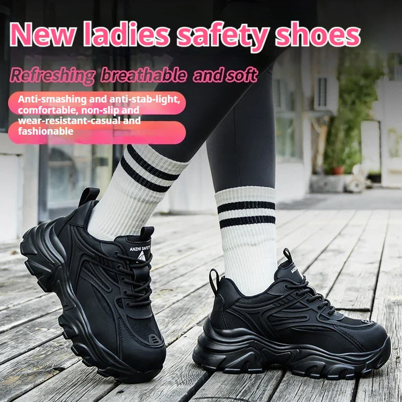 Indestructible Safety Shoes Women Work Sneakers Lightweight Security Boots Anti-smash Puncture-Proof Work Boots Steel Toe Shoes