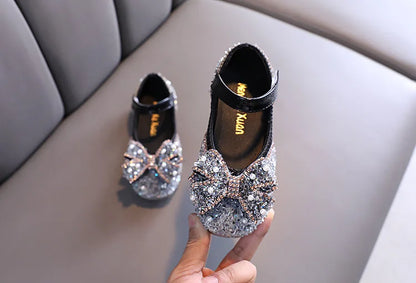 Children Princess Shoes Glitter Party Wedding Shoes for Girls Fashion Rhinestone Toddlers Ballet Flats Causal Kids Leather Shoes