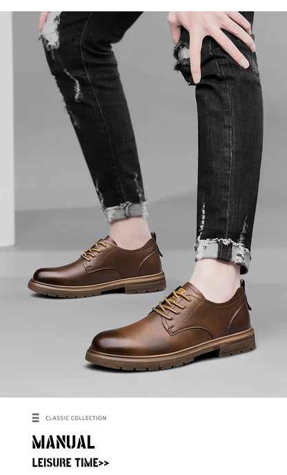 handmade men's shoes business casual leather shoes breathable soft sole comfortable classic lace-up men's shoes