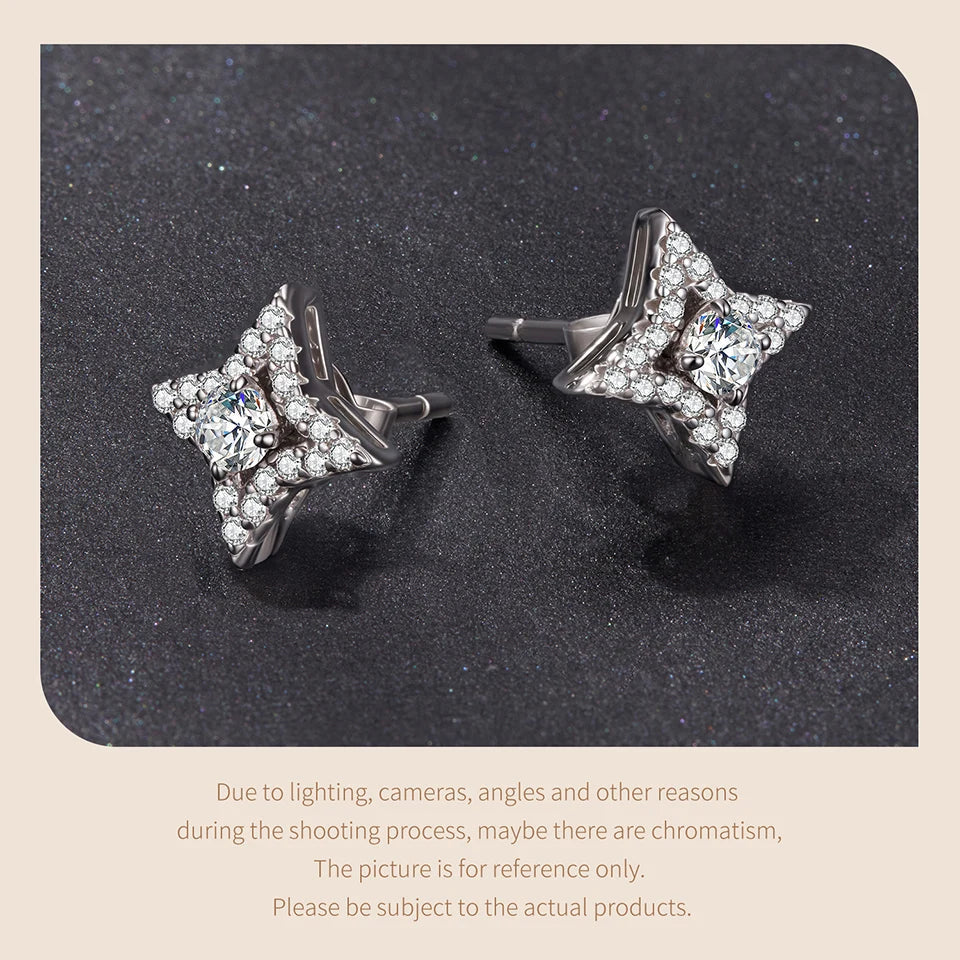 Trendy Moissanite Stud Earrings, S925 Silver Three Ways to Wear D Color Round Cut Lab Diamond Moissanite Party Earrings