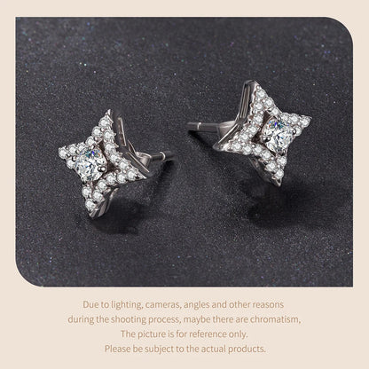 Trendy Moissanite Stud Earrings, S925 Silver Three Ways to Wear D Color Round Cut Lab Diamond Moissanite Party Earrings