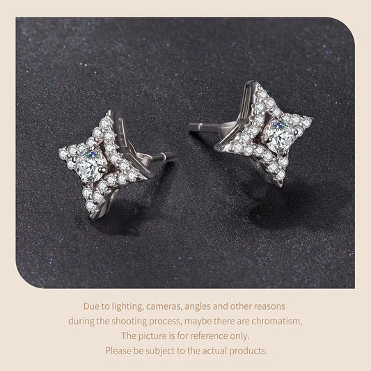 Trendy Moissanite Stud Earrings, S925 Silver Three Ways to Wear D Color Round Cut Lab Diamond Moissanite Party Earrings