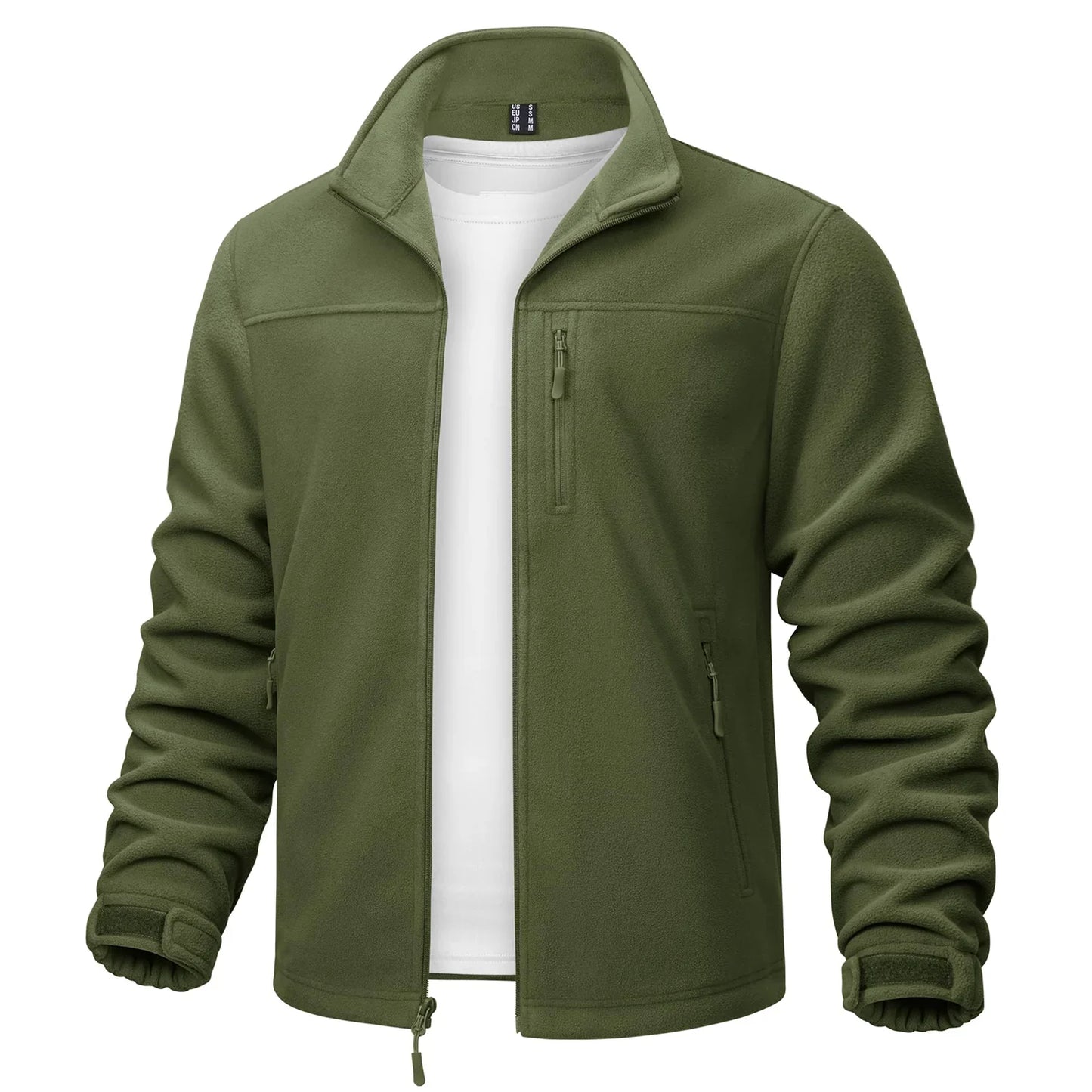 Stand Collar Fleece Jackets Mens Thermal Warm Full Zip Work Jacket Outdoor Trekking Hiking Jackets Windbreaker
