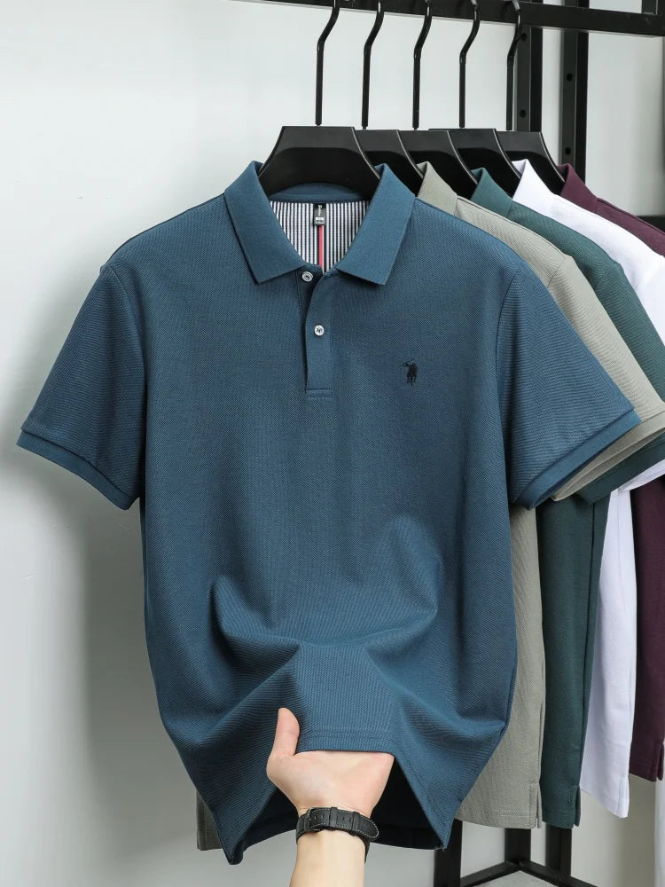 100%cotton luxury men's classic pony embroidery comfortable polo shirt fashionable summer new top breathable short sleeved shirt