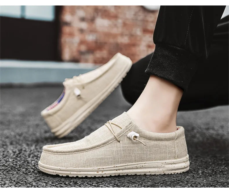 Brand Men Casual Shoes Fashion Denim Canvas Shoes Breathable Men Walking Flat Shoes Outdoor Large Size Light Men's Shoes Loafers