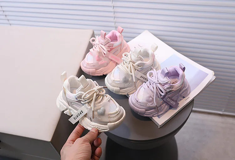 Girl Child Sport Shoe 2026 Spring Mesh Breathable Toddlers School Running Sneakers Fashion Non-slip Kids Boys Basketball Shoes